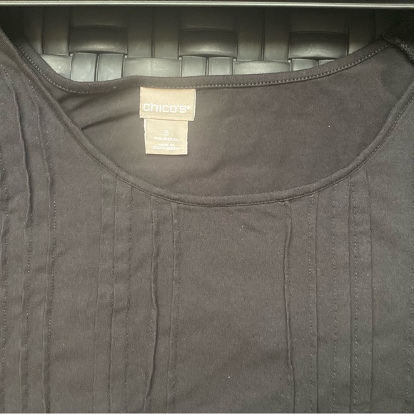 Chico's Black Tee Size 3 Comfy Polyester Cotton Blend - Picture 4 of 4